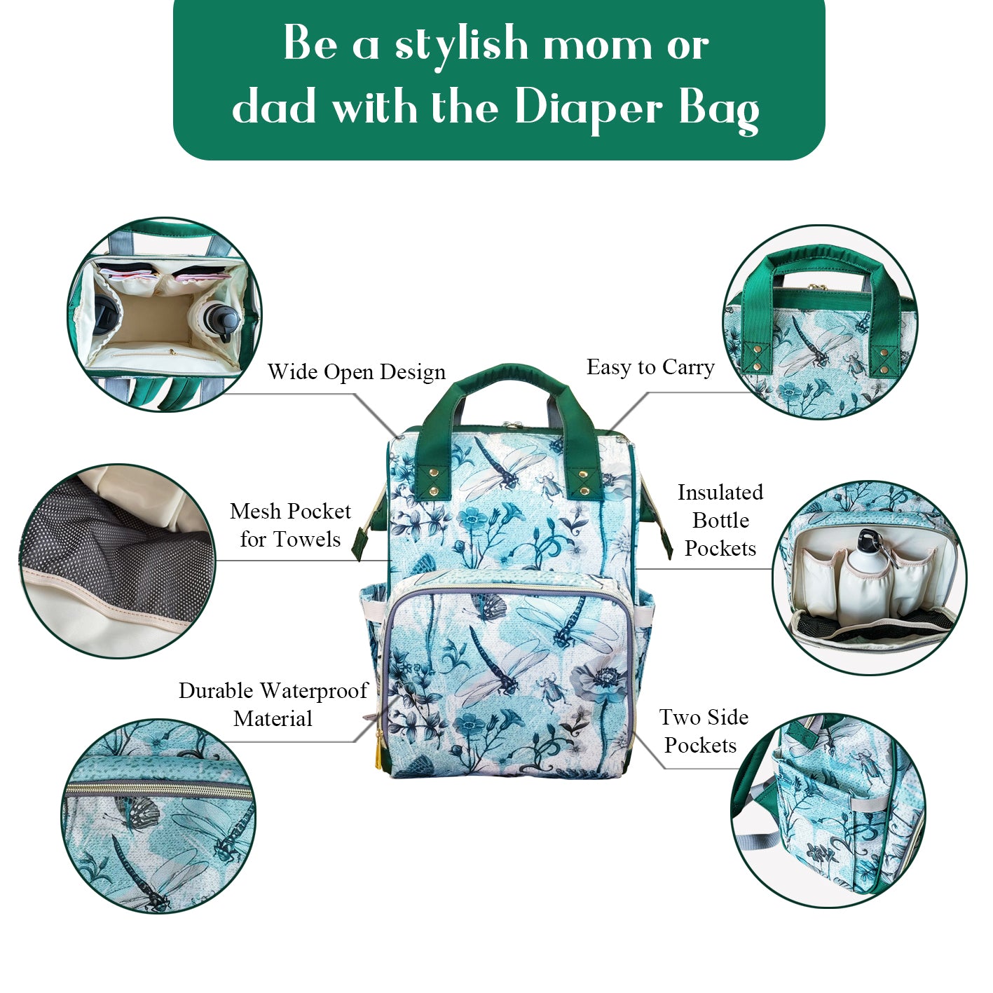Carry All Diaper Bag-B&W Stripes